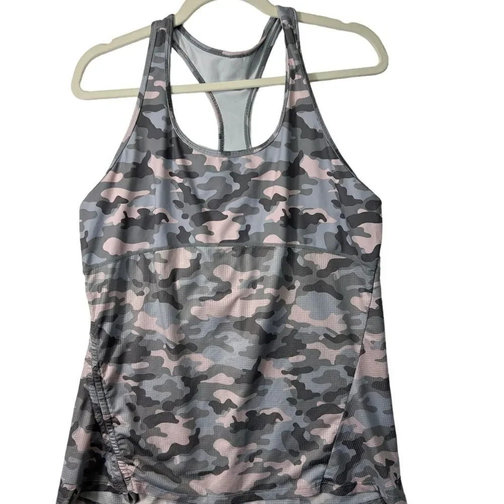 Fabletics Cashel Curved Cinch Tank Pink & Gray Camo Size Large - Picture 3 of 15
